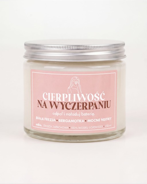 Cierpliwość na wyczerpaniu - świeca sojowa na Dzień Nauczyciela (250 ml)